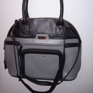 B.Amici Vivienne RFID Gray and Black Dome Satchel